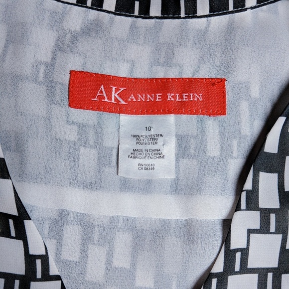 Anne Klein black/white button down shirt/blouse - Picture 5 of 7